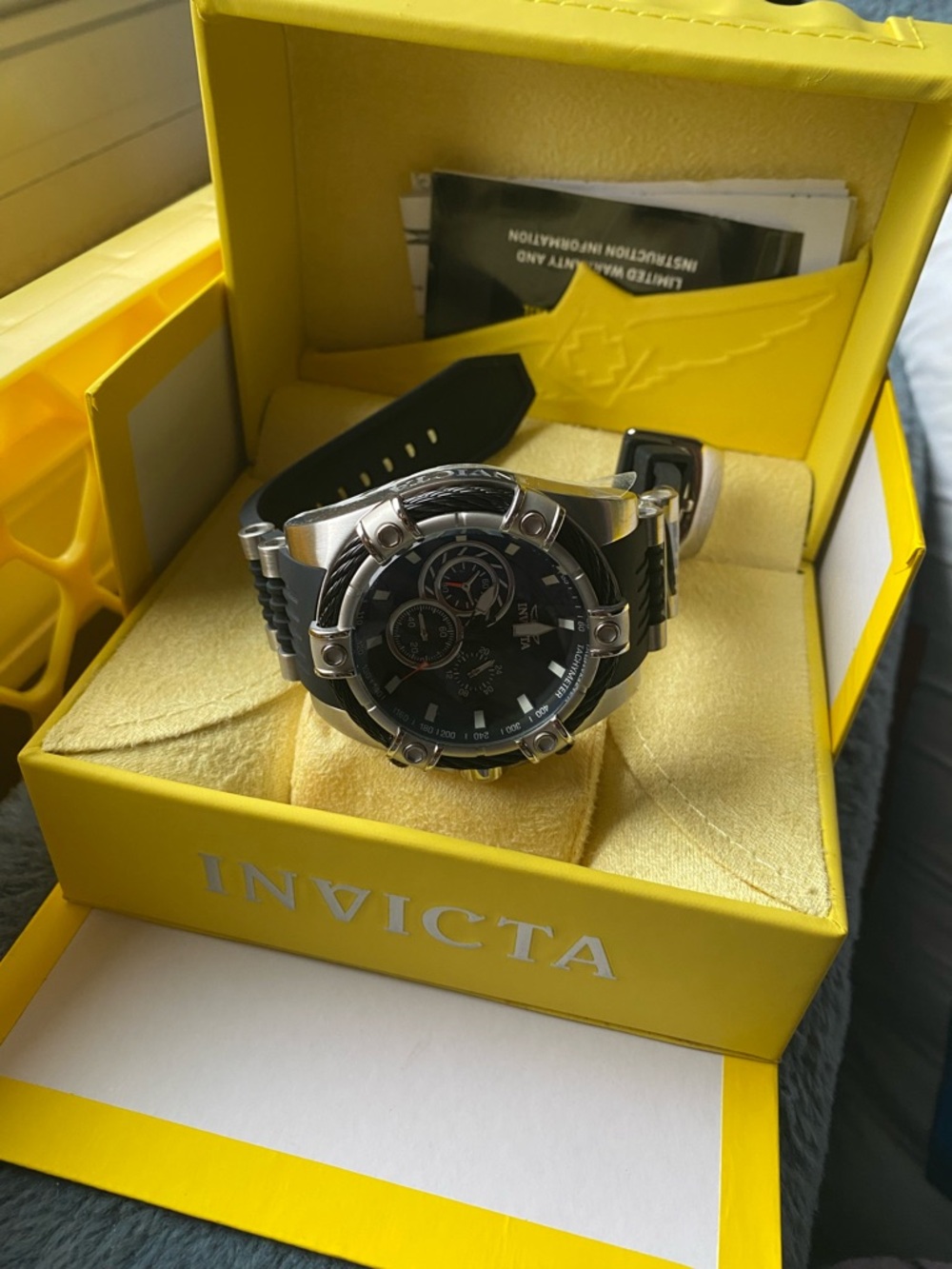 MENS Invicta Blue and Black Sport Chronograph Watch - Picture 2 of 7